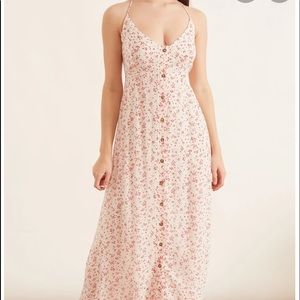 GANNI Printed Georgette Strap Dress in Egret / Rose Size 32